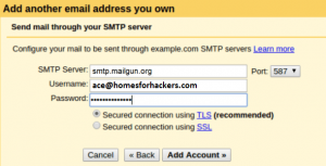 SMTP settings - cudstom domain