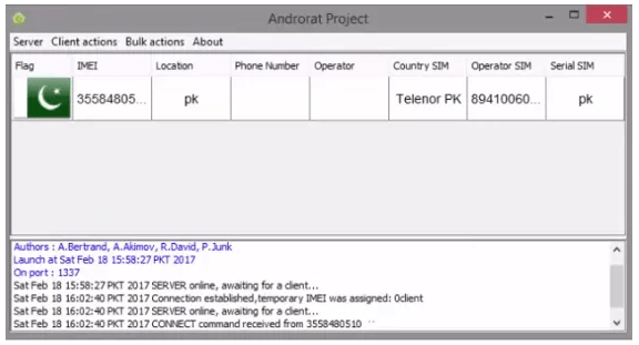 androrat client gui list